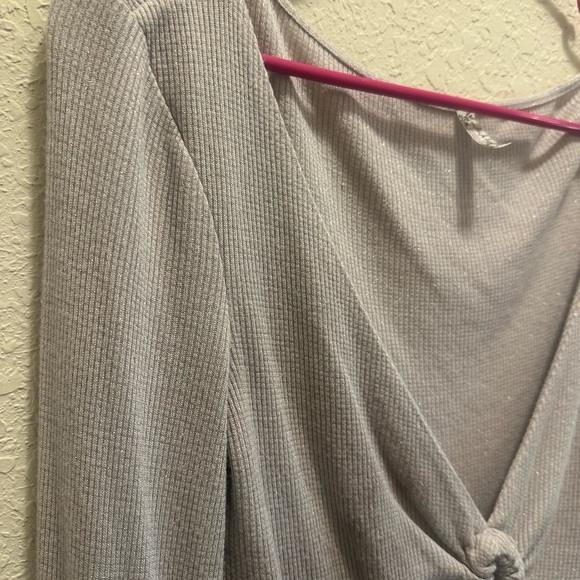 Free People Light Gray Tie-Front Blouse - Picture 4 of 6